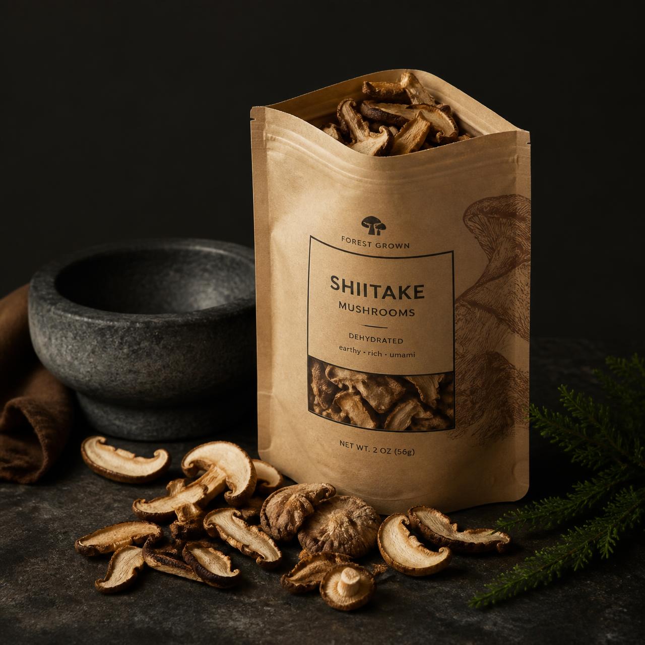 Embalagem do Cogumelo Mágico Shiitake desidratado